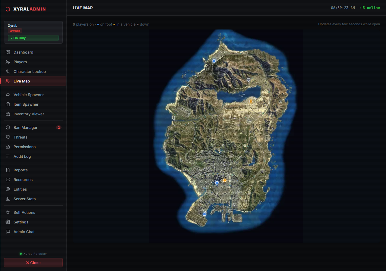 XS-AdminMenu — Live map