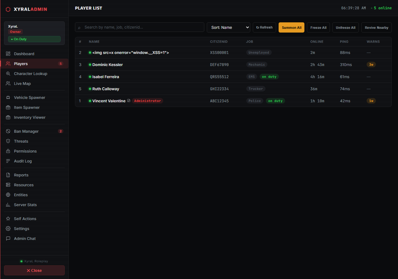 XS-AdminMenu — Player list