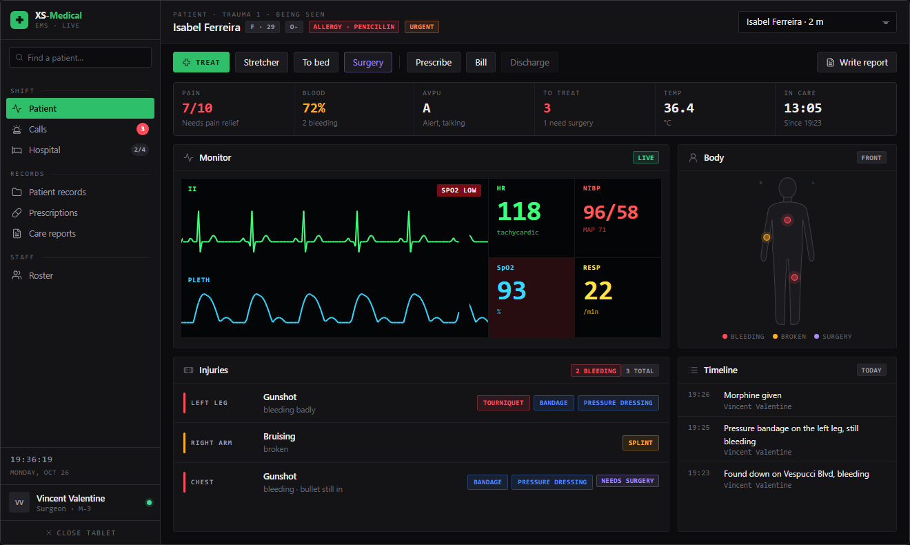 XS-Medical — The patient screen
