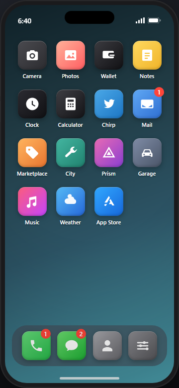 XS-Phone — Home screen